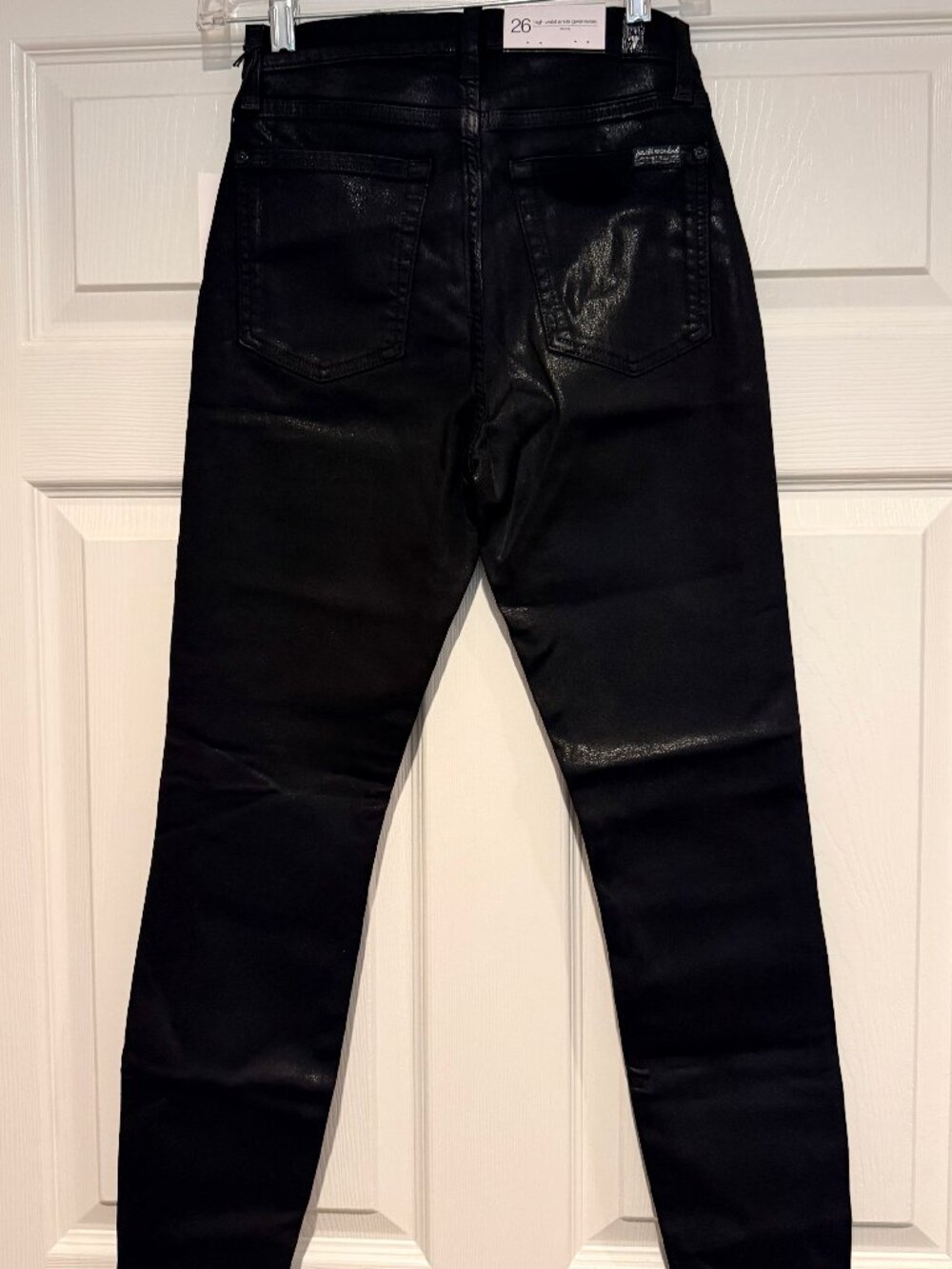 7 For All Mankind-Gwenevere Jeans- Coated Shiny Black- size 26